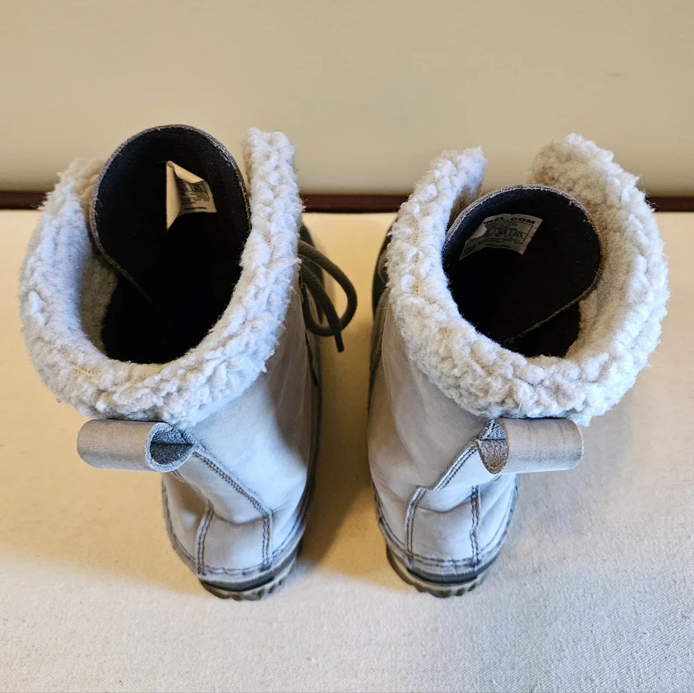 Sorel Caribou Slim Gray Leather Waterproof Boots – Women’s 7.5 - Picture 11 of 13